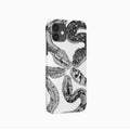 Black and white retro python illustration half-covered frosted hard shell phone case for iPhone 15 Pro Max