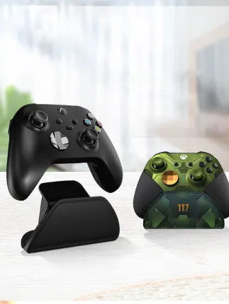 White ABS controller stand base for Xbox with battery storage compartment and gamepad holder
