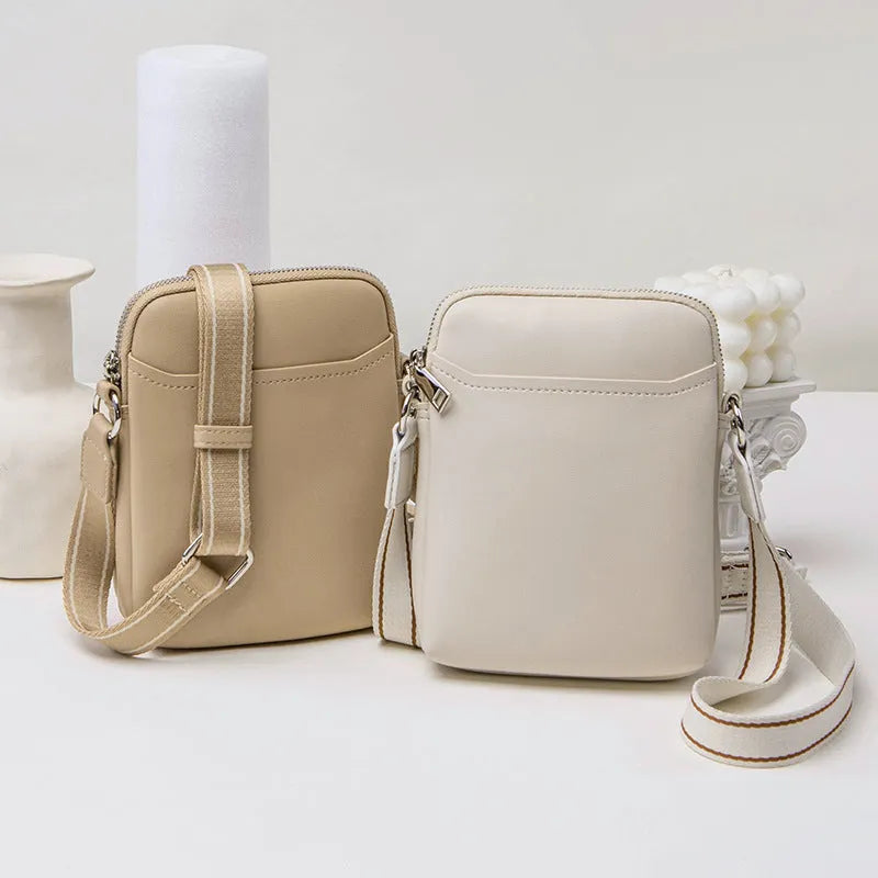 Small black PU leather crossbody shoulder bag for mobile phone