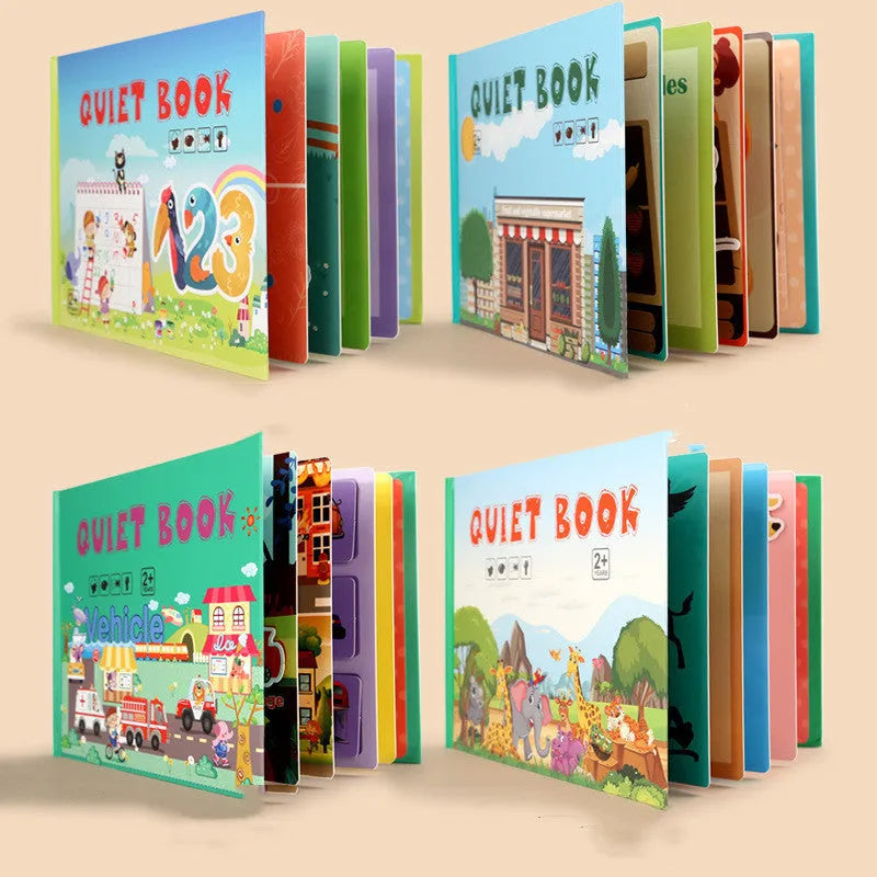 Wooden children's enlightenment sticker quiet book, 28 x 20.5 x 1.8 cm, for ages 4-6, themed paste activity book