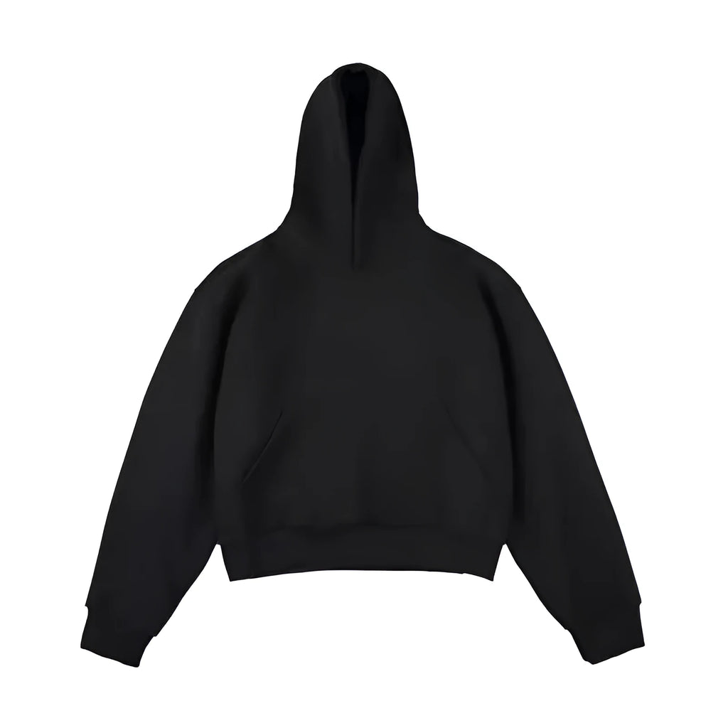 Short men's black Chinese cotton composite silver fox velvet hooded sweater with long sleeves on a mannequin.