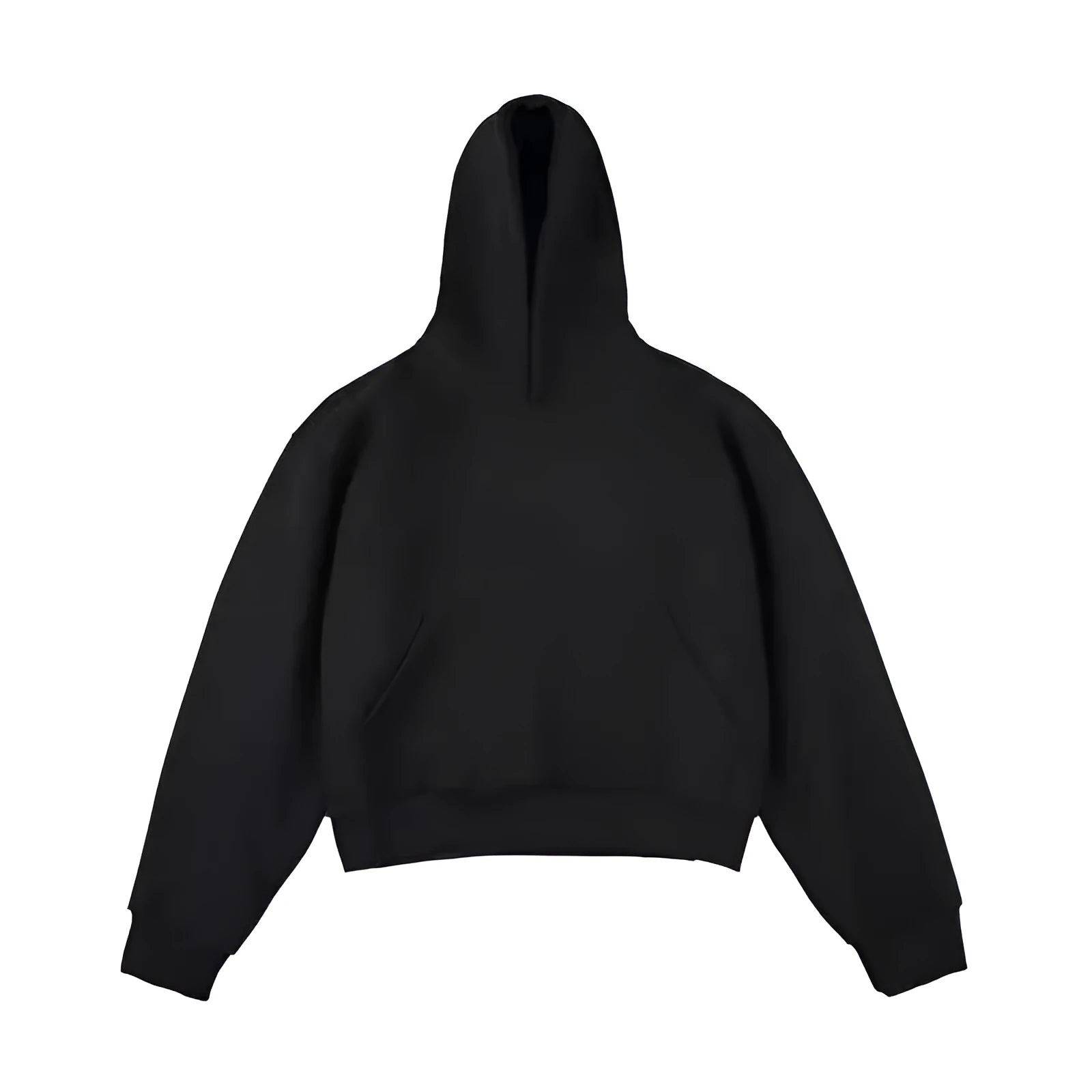 Short men's black Chinese cotton composite silver fox velvet hooded sweater with long sleeves on a mannequin.