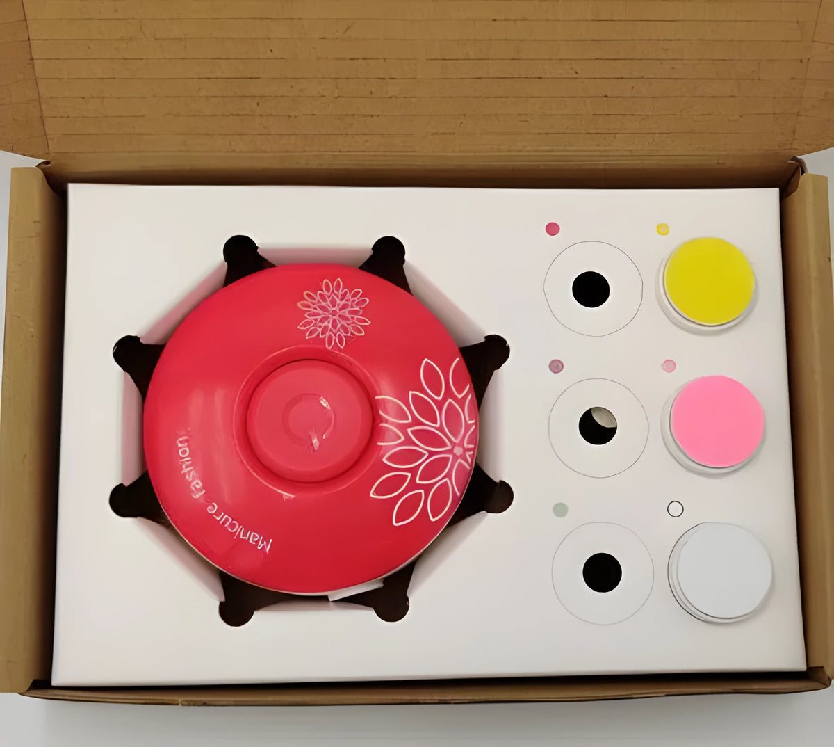 Red and green baby electric nail polisher sets with six grinding heads for newborn grooming
