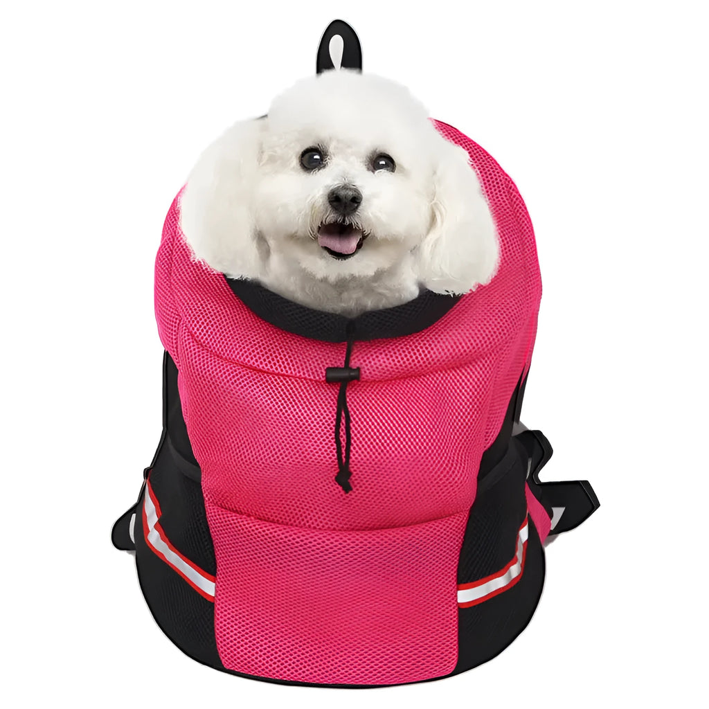 Breathable sandwich mesh dog backpack chest bag in multiple colours, sizes S L XL, L size 26cm x 18cm x 8cm