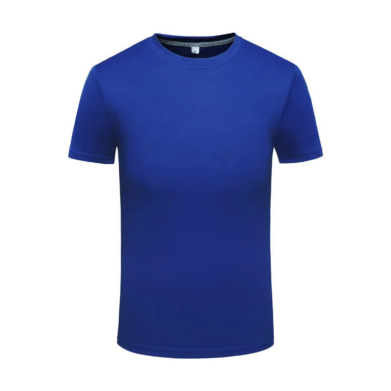 Round neck ice silk quick-drying T-shirt in solid colour with short sleeves, straight fit, available in multiple colours