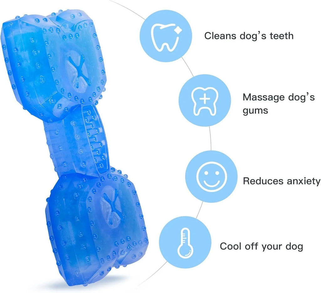 Freezable dog cooling chew toy with thickened non-toxic construction