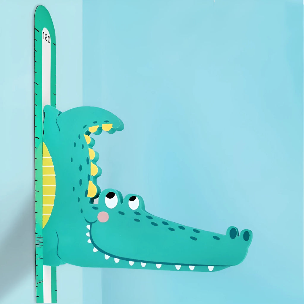 Children's cartoon magnetic crocodile stature foot wall sticker height chart with scale and erasable pen