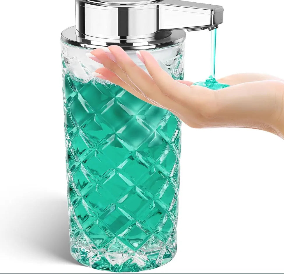 Silver automatic soap dispenser with USB Type-C charging port