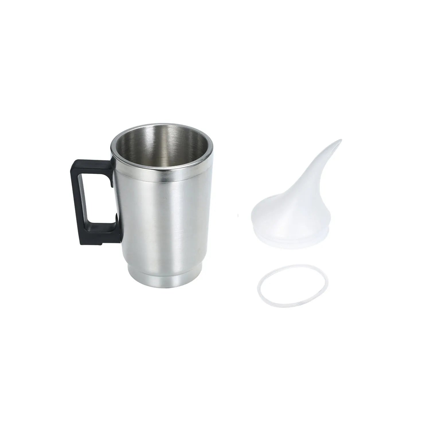 Stainless steel headlamp restoration cups with elbow cover and dual-use funnel cover alongside GB/US and European power adapters.