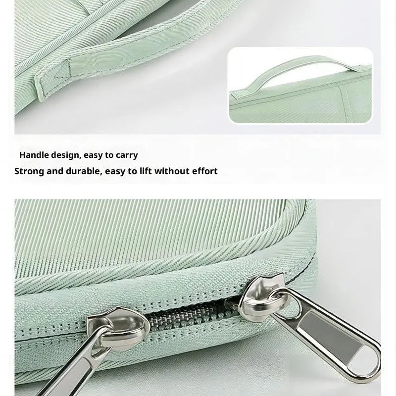 Nylon waterproof tablet bag liner storage bag in solid colour with chain detail