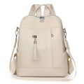 Soft PU backpack in black colour showing three-dimensional pocket and urban simplicity style