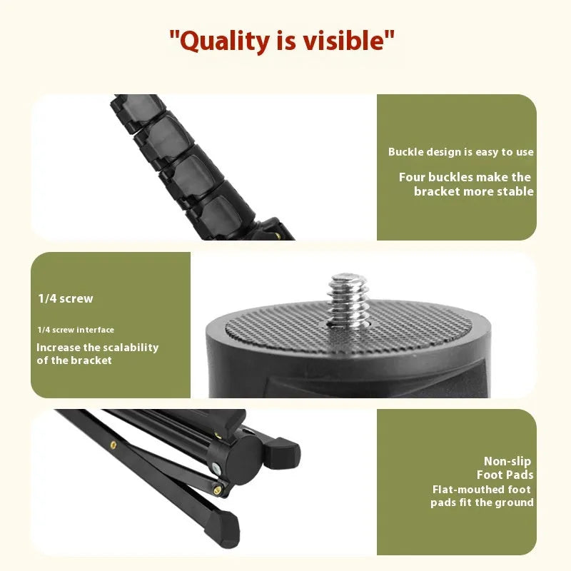 Aluminium Alloy Floor Retractable Selfie Stick Bracket 16m Shooting Stand Universal Phone Holder for Live Streaming and Photography