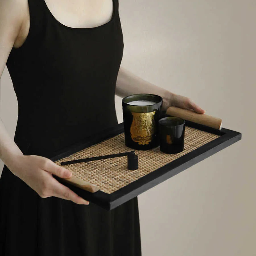 Pine wood dining tray with compartments in large and small size options.
