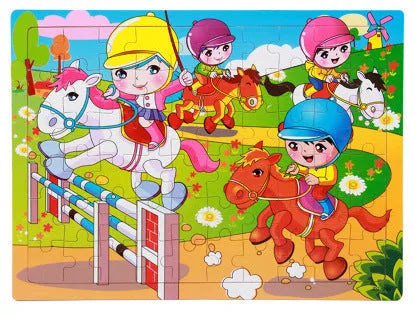 80 piece wooden animal jigsaw puzzle in iron box with non-toxic paint for children aged 3+