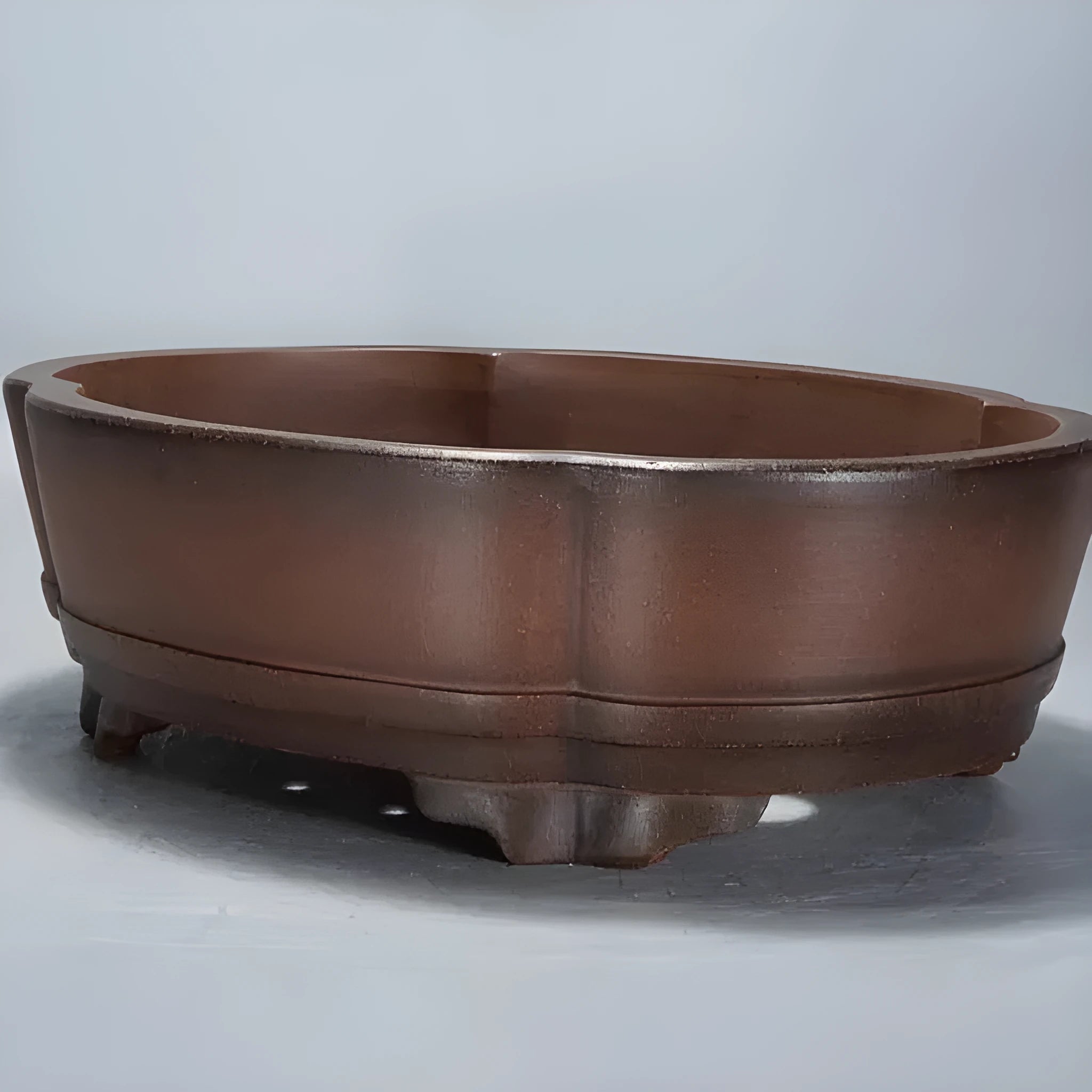 Classical simple purple clay bonsai flower pot for tabletop or floor.