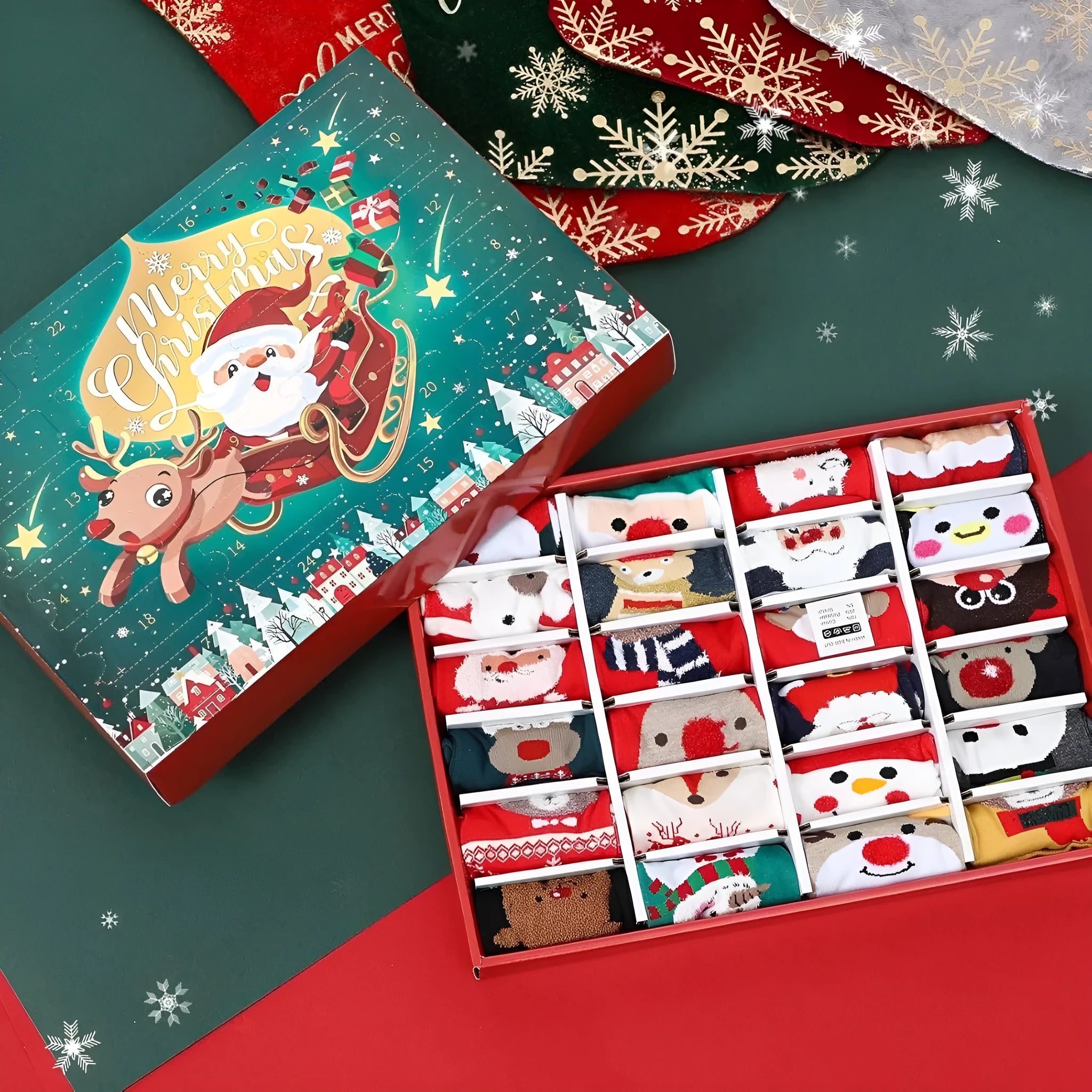 A miniature Christmas socks resin blind box decoration from a set of seven festive designs.