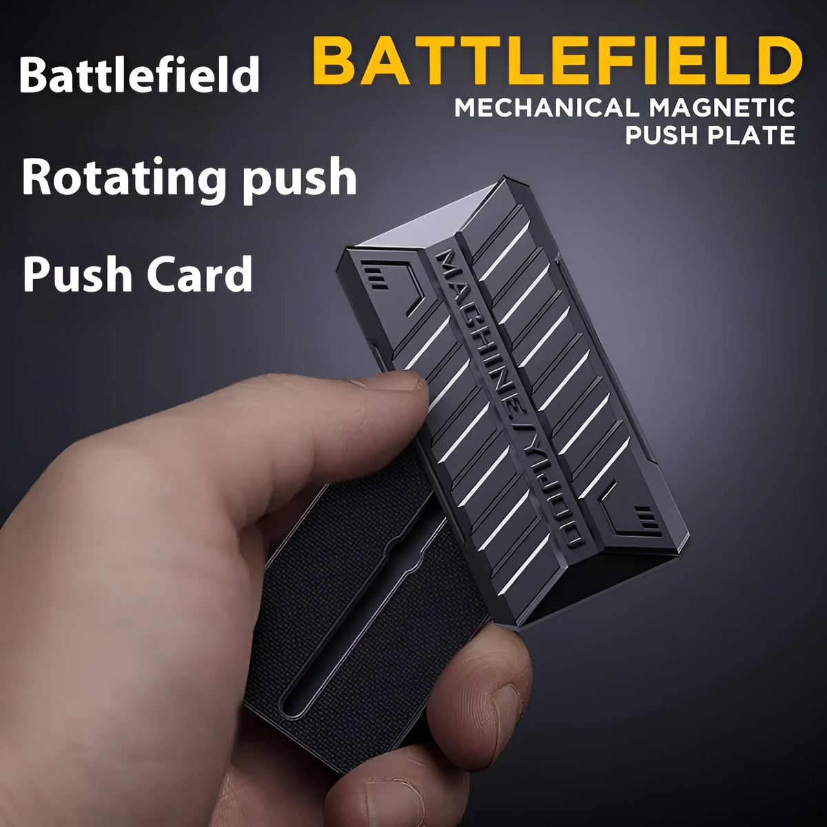 Metal semi-infinite push card fingertip gyro in Battlefield Gray, 50x28x12mm decompression toy with gift box
