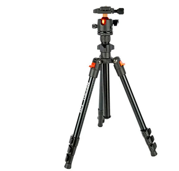 Orange aluminum alloy folding portable SLR camera tripod with 2-5kg load bearing