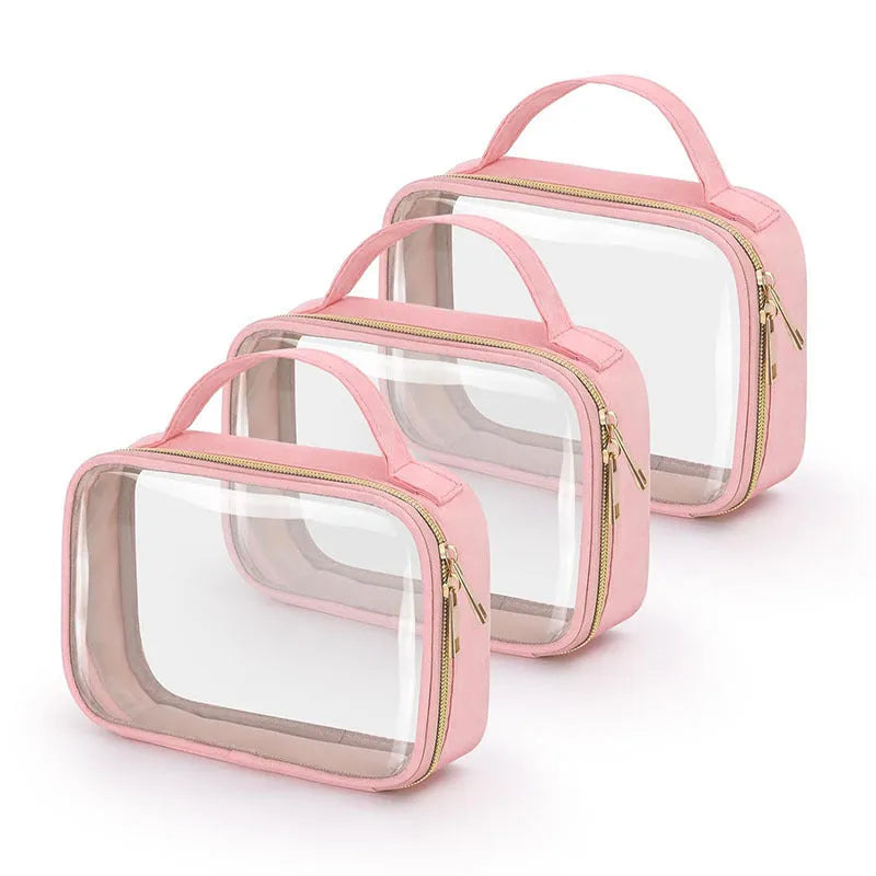 Transparent PVC lipstick storage wash bag with chain in multiple colour options measuring 7.85 inches
