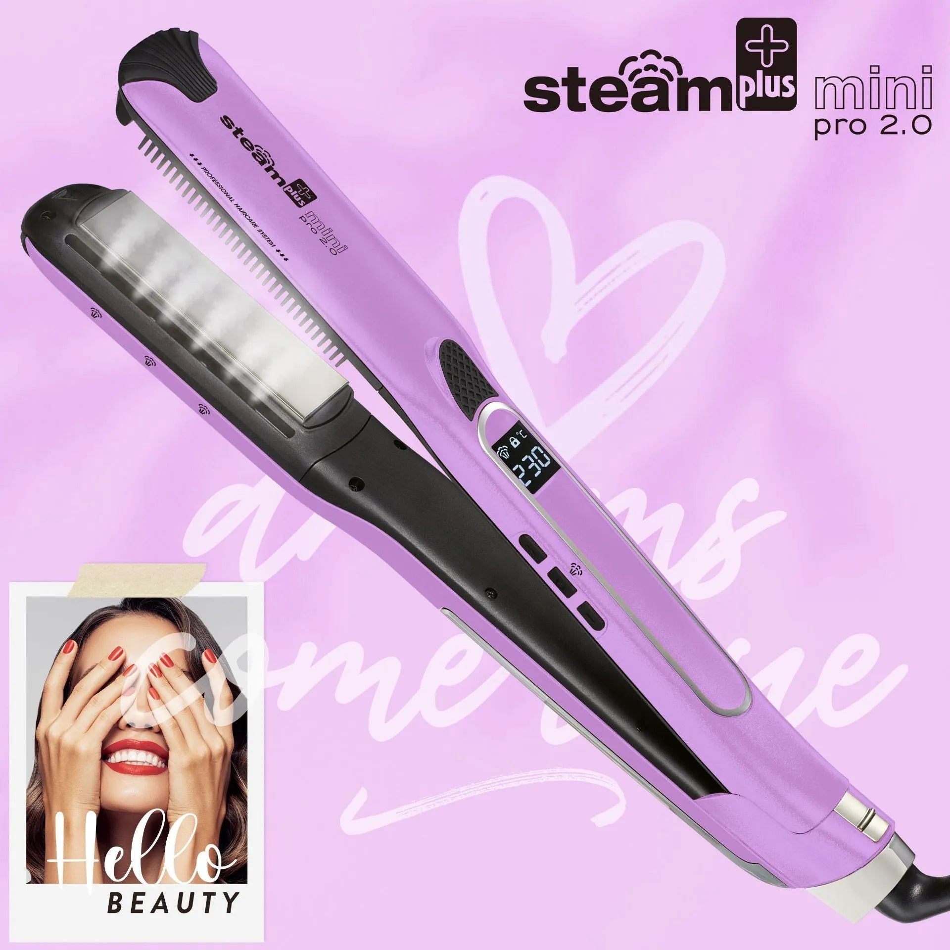Mini steam splint spray hair straightener in champagne, purple, or rose red for curling and straightening hair