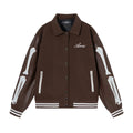 Embroidered woolen jacket with bone motif in apricot colour showing cotton fabric construction