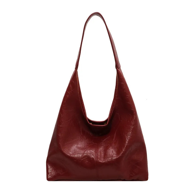 Two-piece composite bag set: large hobo shoulder bag and clutch in PU, available in five colours including black and dark brown