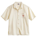 Men's light apricot Cuban collar shirt with bamboo and floral plant pattern