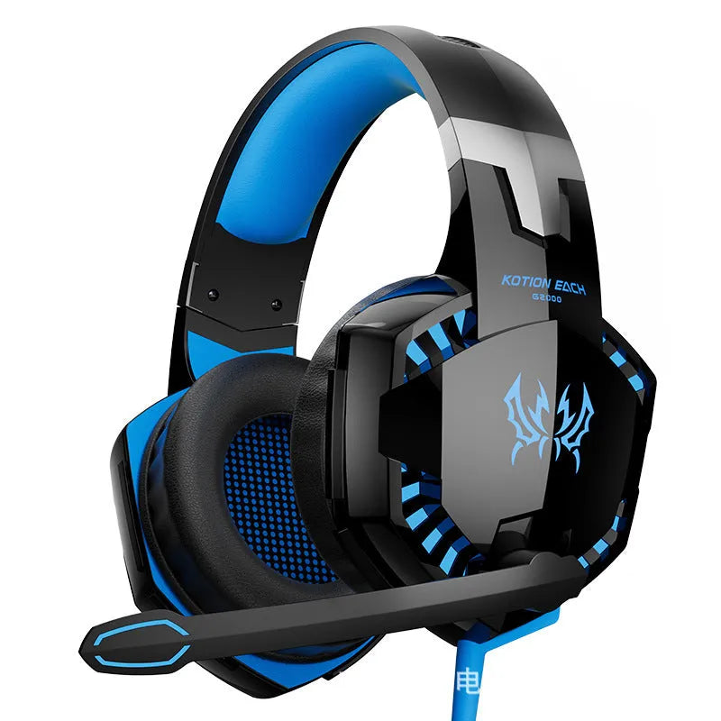 Wired USB headset for laptop desktop computer with protein skin earmuffs and microphone