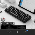 RK 61 wireless mechanical keyboard with RGB backlighting on a desk with carrying belt.