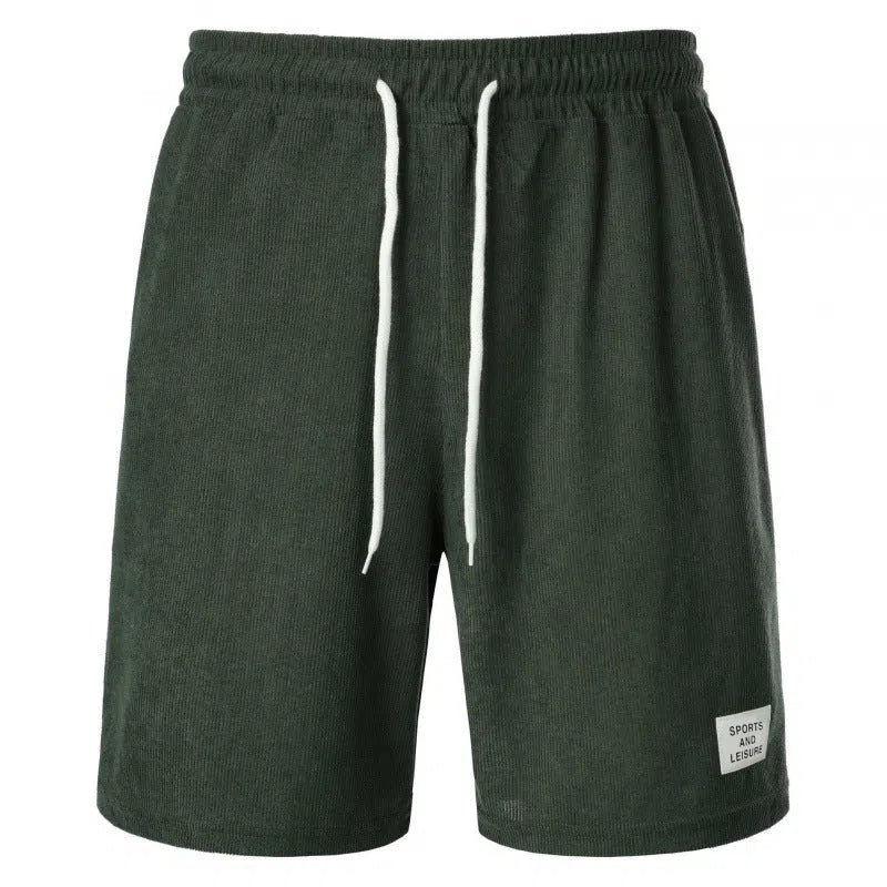 Tied corduroy fifth-length sports pants in breathable polyester, S-2XL, eight colours, no padding