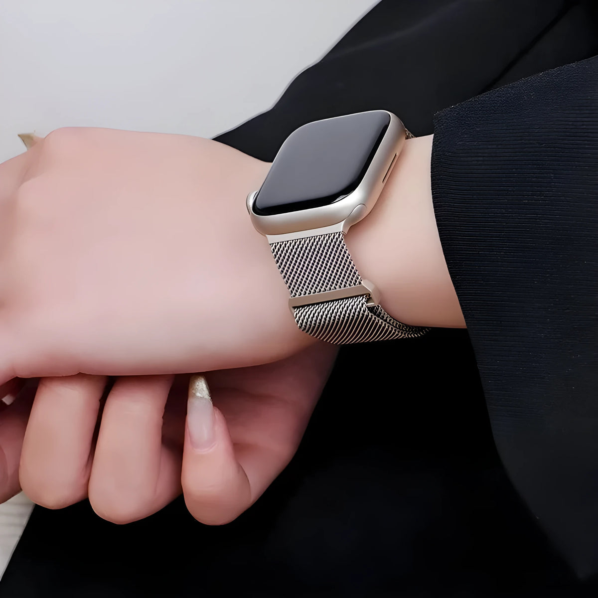 Stainless steel Apple Watch band in six colours, sizes 38mm to 49mm, for generations 1 to 8, SE, and Ultra