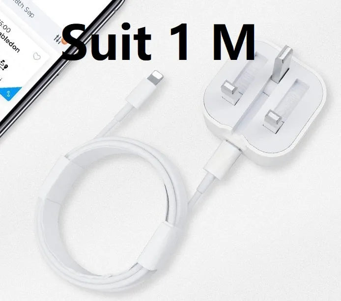 White 20W PD British standard mobile phone charger with Type-C fast charging cable