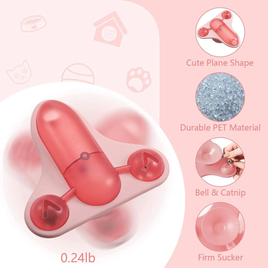 Interactive pet puzzle feeder toy with blue colour, suction cups, bell, and snack compartment