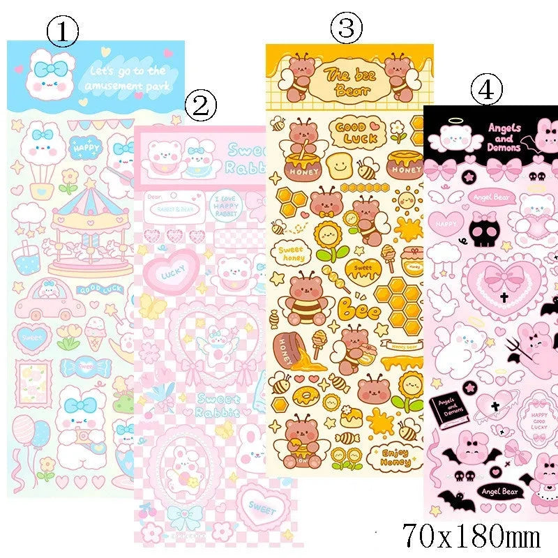 PVC waterproof cartoon stickers for agenda and notebook decoration in four style options