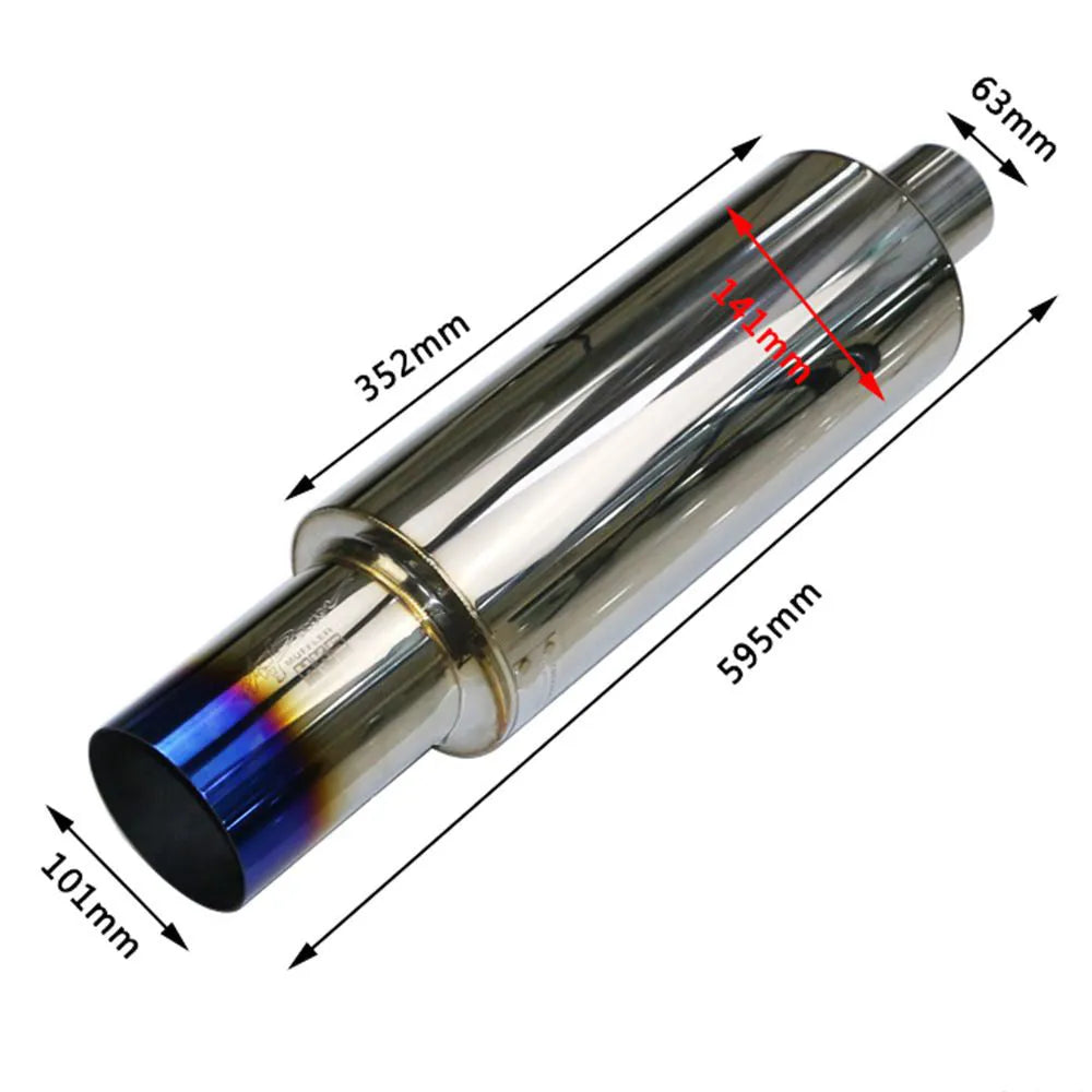 Stainless steel car exhaust pipe modification straight row sound wave 500mm silver finish