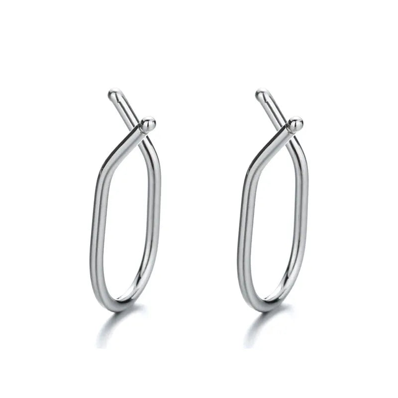 Good Morning copper electroplated Y-line earrings with geometric English letter motif for women