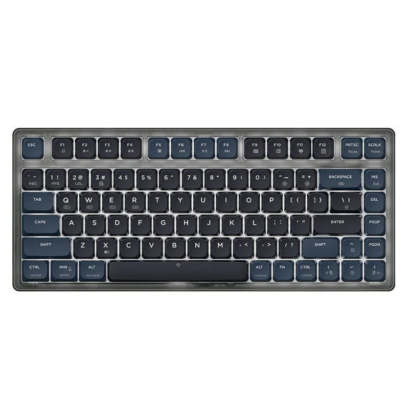 AJAZZ AK832PRO mechanical keyboard with colour screen and green keycaps showing compact 81-key layout