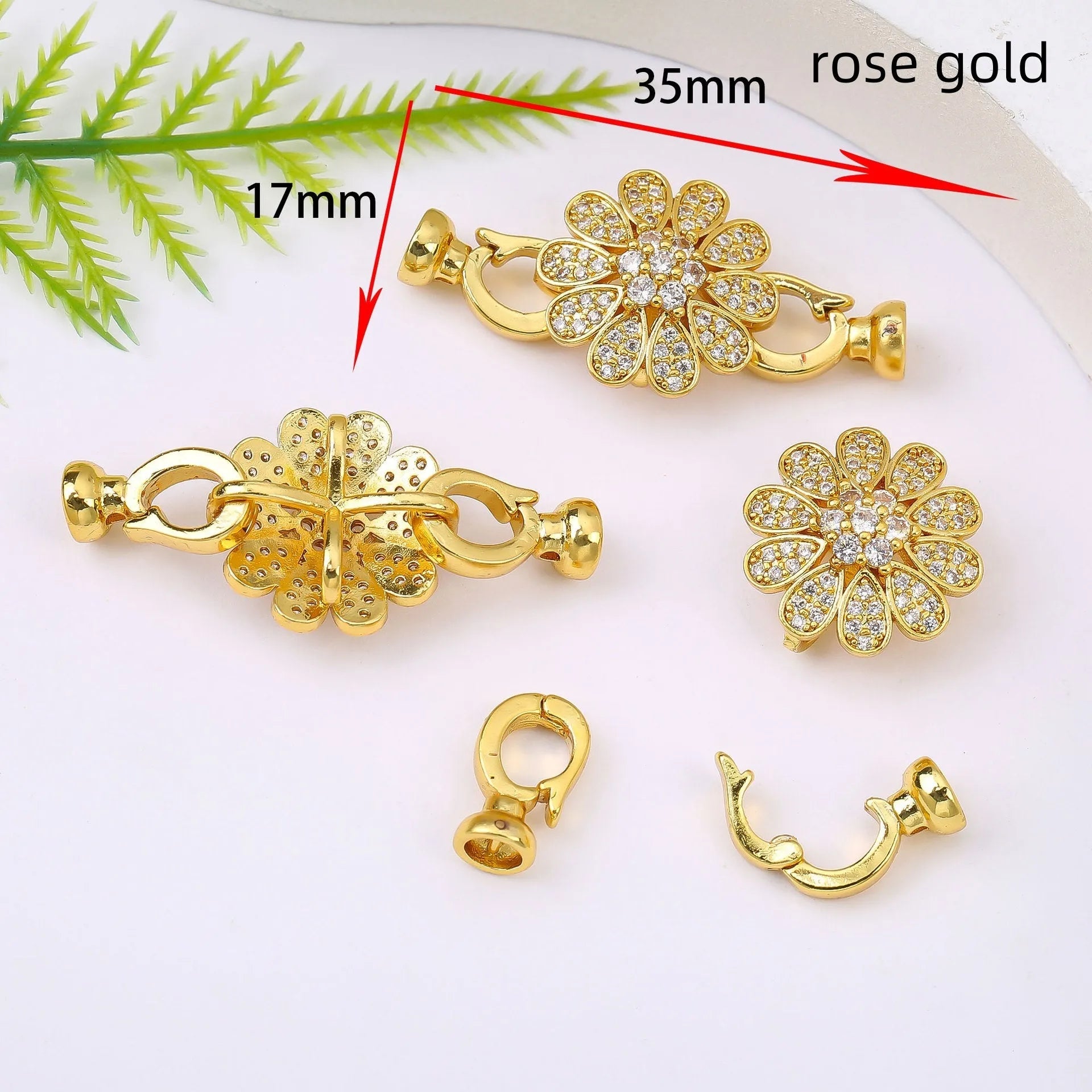 Small gold-plated jewellery buckle for DIY necklace making with three colour options