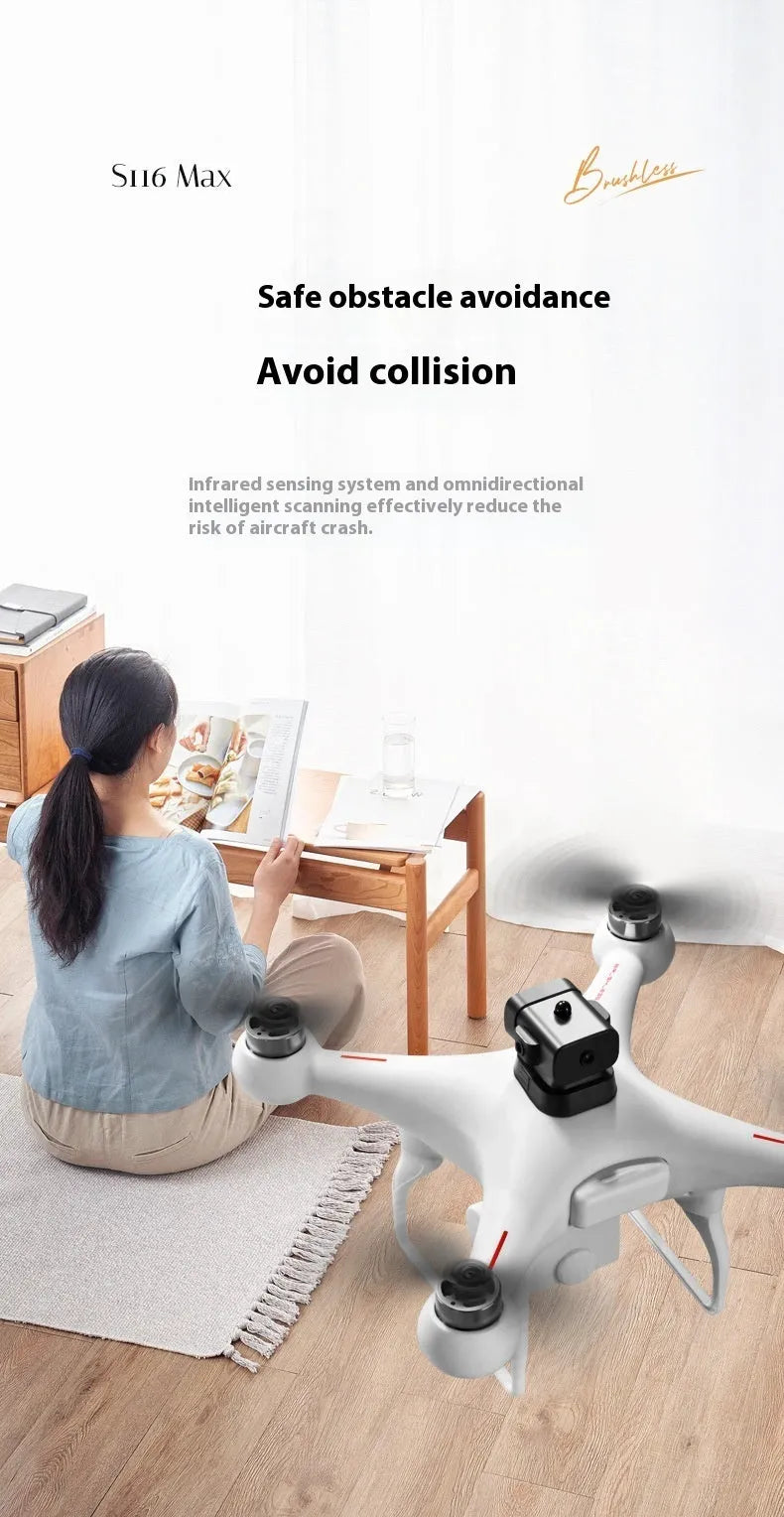 Black HD brushless motor UAV drone with four-side obstacle avoidance and camera