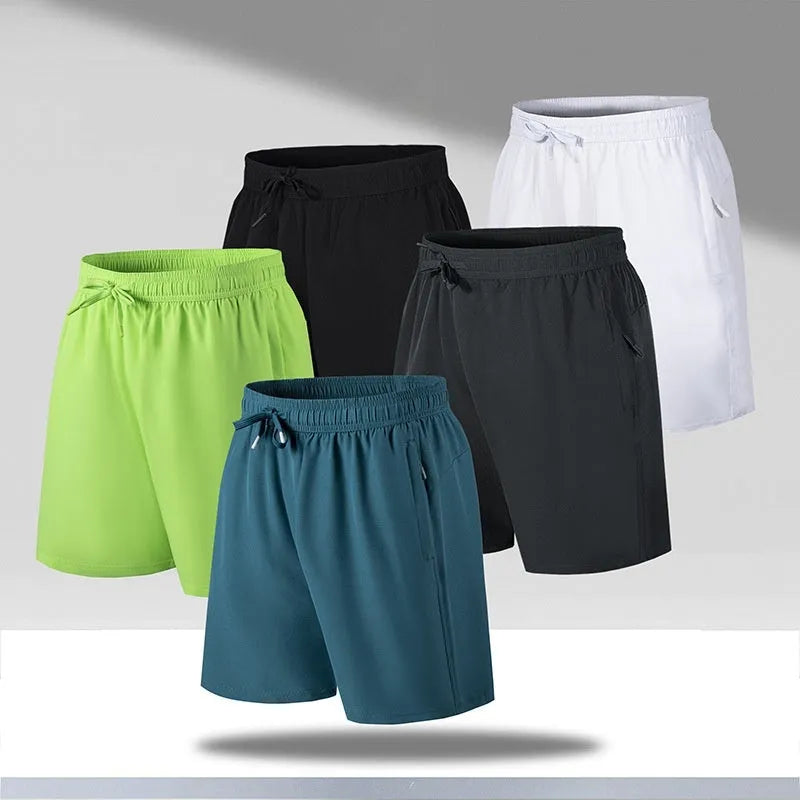 Men's loose-fitting quick-drying sports shorts in polyester ice silk fabric with micro-elastic stretch