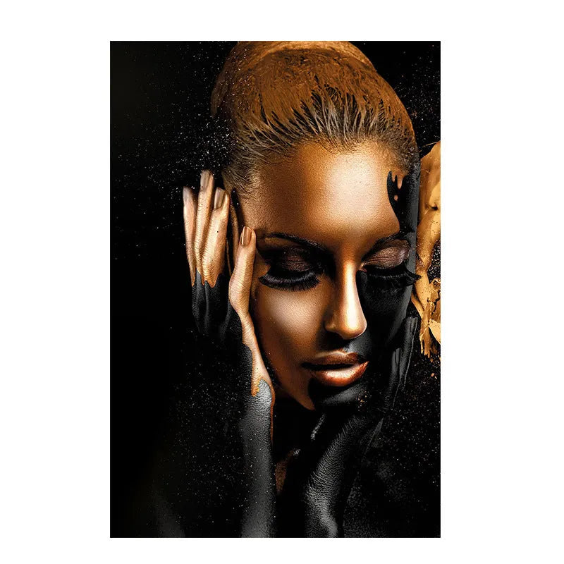 Frameless canvas wall painting with still life African woman pattern, abstract series, five sizes from 20x30cm to 60x80cm