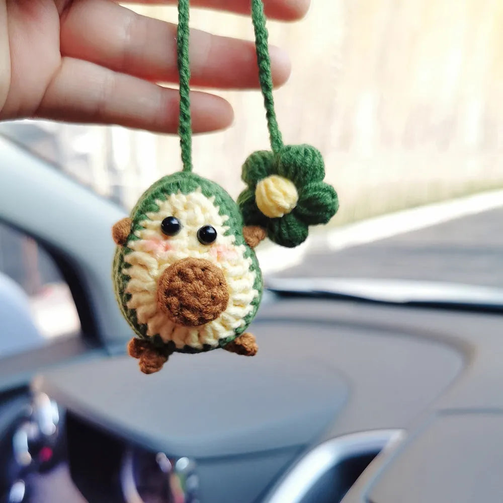 Handmade crocheted colourful flower pendant for car interior decoration