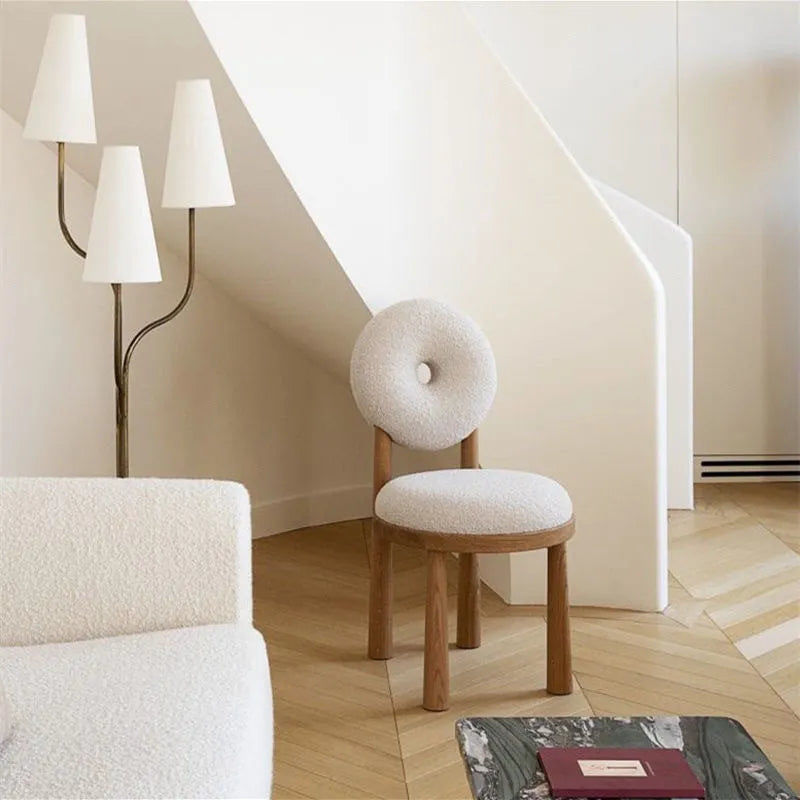Berber fleece chair with iron frame and high elastic foam sponge filling in plush walnut or wood colour