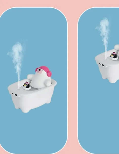 White polar bear shaped USB air humidifier with water tank and mist output