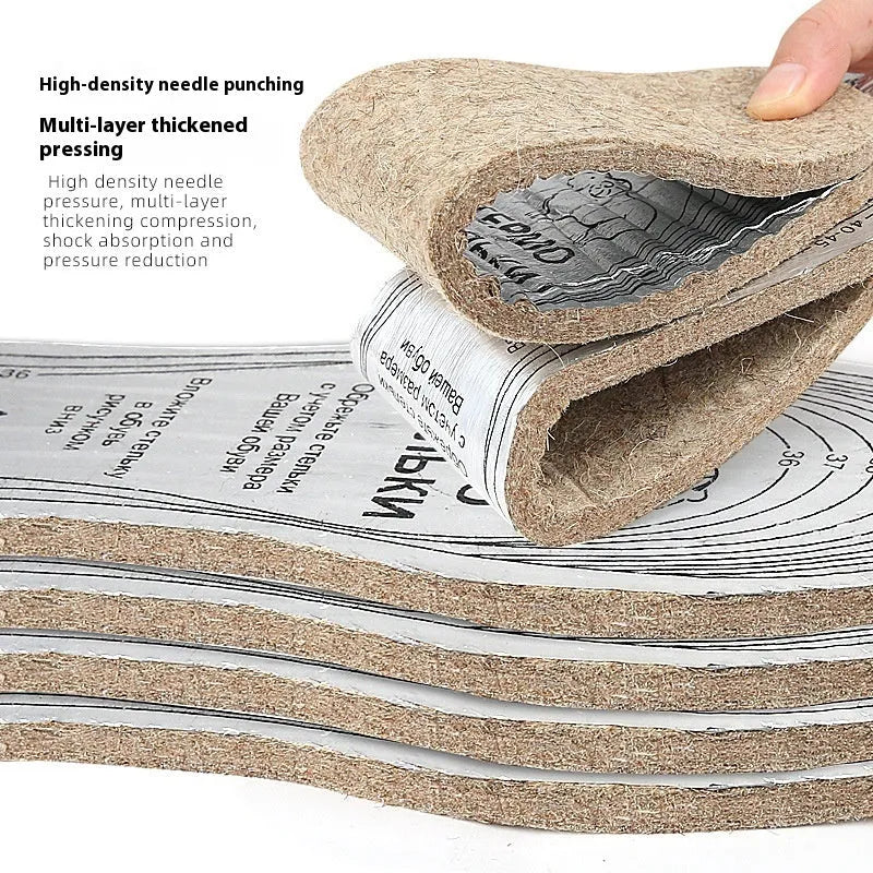 Thick wool carpet insoles 6.5mm flat aluminized paper shock absorbing for shoes