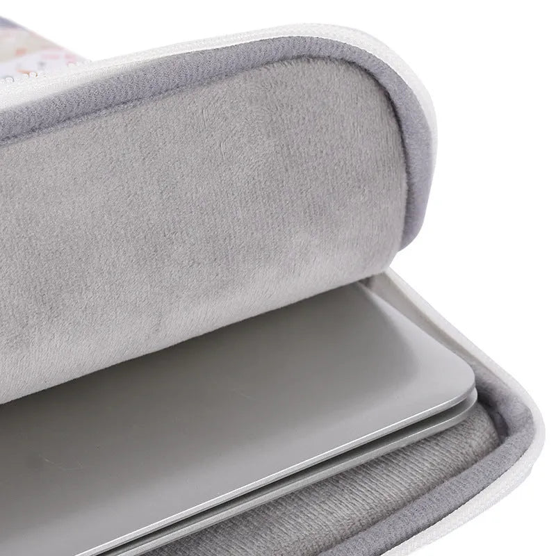White waterproof PU leather 14 inch laptop inner bag with protective features