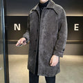 Long brown chenille cotton wool coat thickened windproof jacket with polyester lining, regular fit, front view