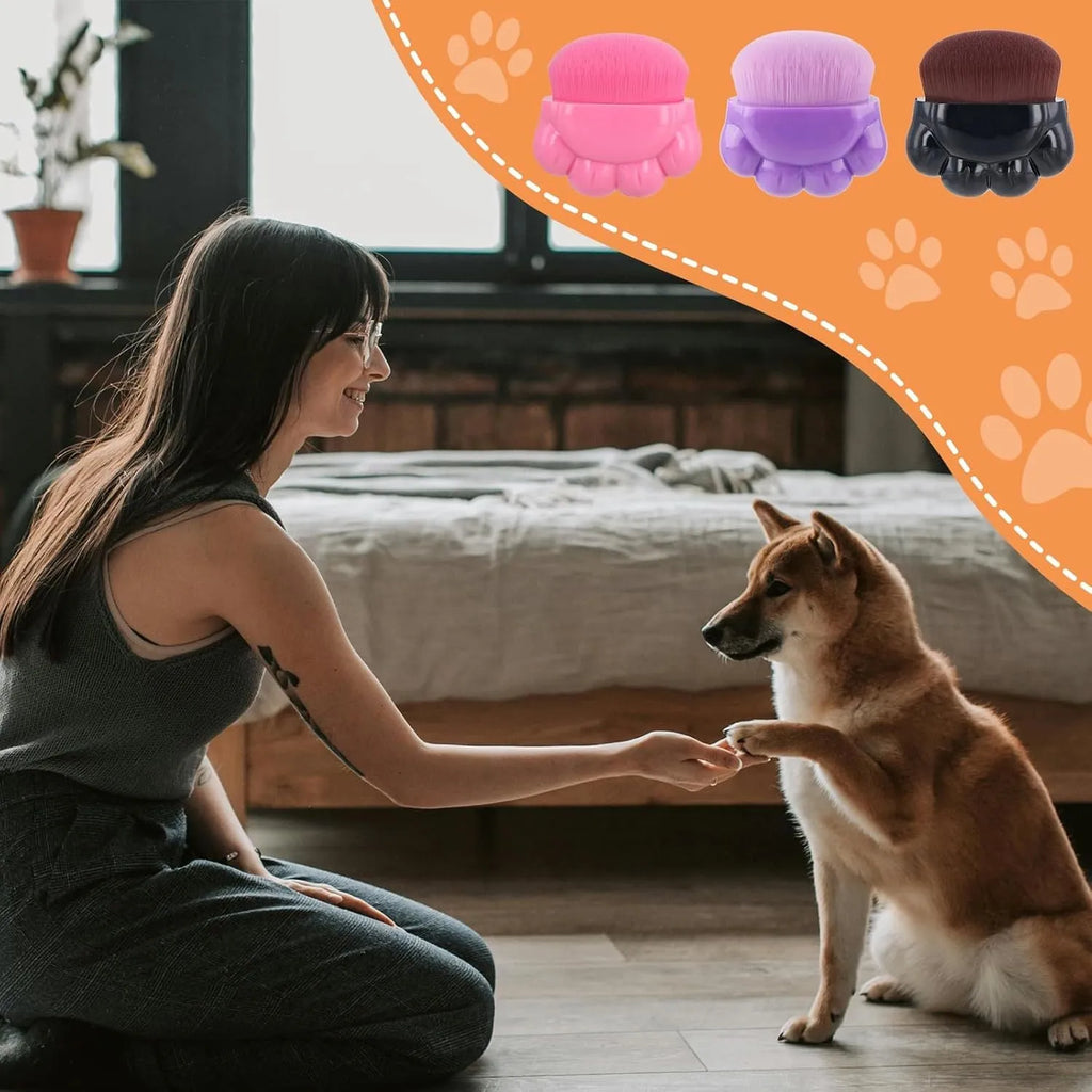 3pcs dog paw balm brush set with plastic storage boxes, each brush 4.8 cm by 4.5 cm