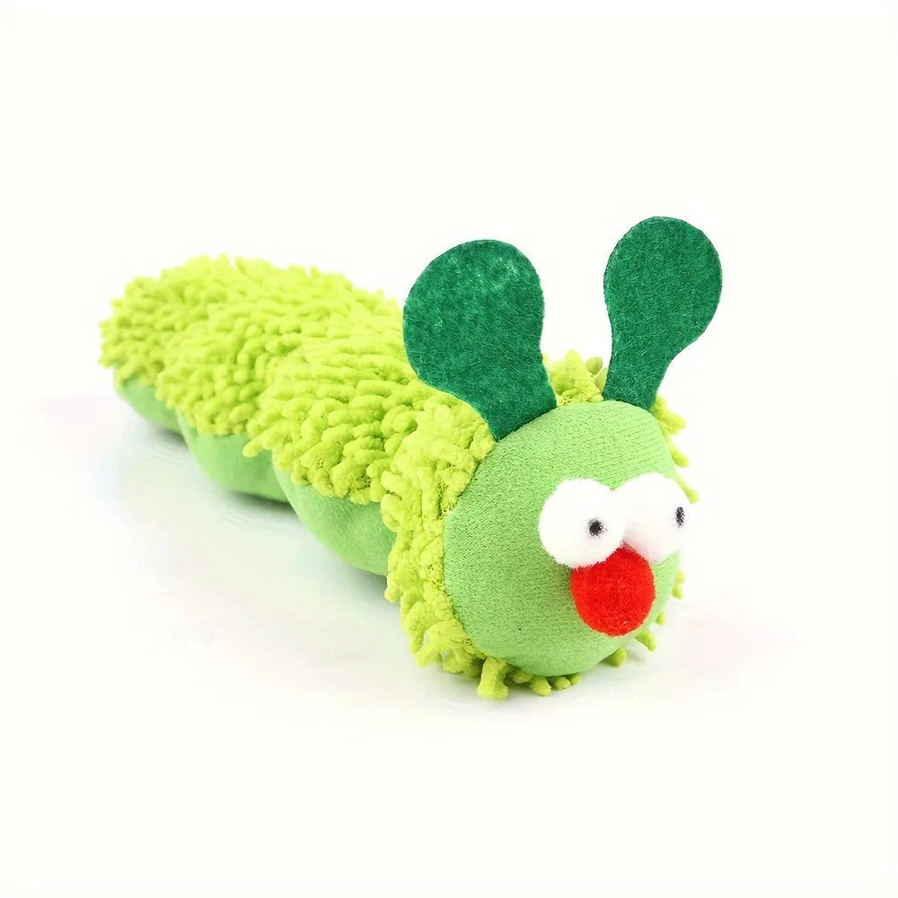 Green interactive plush cat toy pillow with sports design, measuring 24x11x5cm