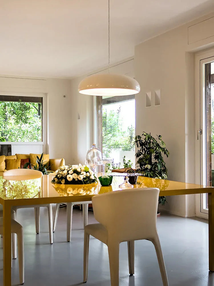 Danish-style orange restaurant pendant lamp with adjustable height iron construction